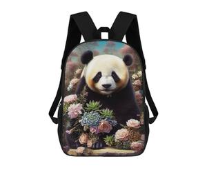 sinyumoney Giant Panda with Flowers Mochilas Escolares De Moda Para Papelería, Impermeables, Informales, Para Hombres, Mujeres Y Adolescentes 17inch
