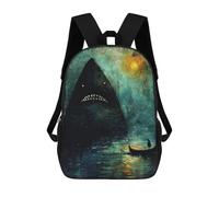 sinyumoney Giant Shark Moonlight Mochila Escolar Para Niños Mochila Escolar Impresa En 3D Mochila Escolar De Moda Para Niños De Primaria Y Secundaria 17inch