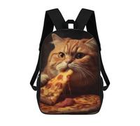sinyumoney Ginger Cat Eating Pizza Mochila Ronaldo, Mochila Infantil, Mochila Escolar Para Estudiantes, Mochila Para Libros, Mochila Escolar Impresa En 3D Para Niños Y Niñas, 17inch