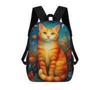 sinyumoney Ginger Cat with Flowers-1 Mochila Escolar Para Secundaria, Mochila Informal Para Niñas Y Adolescentes 17inch