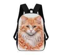 sinyumoney Ginger Cat with Flowers Mochila Escolar Ligera E Informal Para El Día A Día, Ideal Para La Escuela, El Trabajo O Los Viajes 17inch