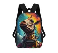 sinyumoney Giraffe Astronaut Space Art-3 Mochila Escolar Informal Para El Día A Día, Para La Escuela, El Trabajo Y Los Viajes Para Hombres, Mujeres Y Adolescentes. 17inch