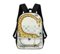 sinyumoney Giraffe Have Difficulty Taking A Bath Illustration Mochila Escolar, Bolso De Negocios, Bolso Para Portátil Resistente: Perfecto Para Viajes, Trabajo Y Uso Diario 17inch