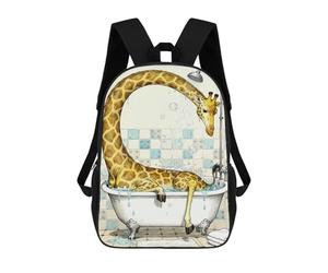 sinyumoney Giraffe Have Difficulty Taking A Bath Illustration Mochila Escolar, Bolso De Negocios, Bolso Para Portátil Resistente: Perfecto Para Viajes, Trabajo Y Uso Diario 17inch