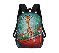 sinyumoney Giraffe in Boat Painting Mochila, Mochila Infantil, Mochila Escolar Para Estudiantes, Mochila Para Libros, Mochila Escolar Impresa En 3D Para Niños Y Niñas 17inch