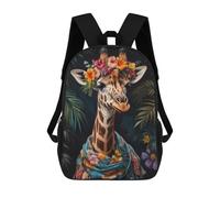sinyumoney Giraffe in Floral Attire Mochila Infantil Para Niñas, Mochila Escolar 3D, Mochila Para Niños Pequeños, Mochila Informal De Día, Mochila Escolar De Moda 17inch