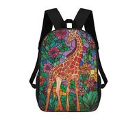 sinyumoney Giraffe in Floral Mosaic Mochila Infantil De Moda Divertida Mochila Escolar Para Niños Y Adolescentes Con Impresión 3D Para Niños 17inch