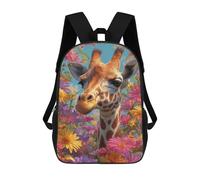 sinyumoney Giraffe in Flower Garden-2 Mochila Escolar Infantil De 17 Pulgadas, Mochila Escolar Impresa En 3D Para Niños De Primaria Y Secundaria