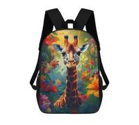 sinyumoney Giraffe in Jungle Bloom Mochila Escolar Infantil De 17 Pulgadas, Mochila Escolar Impresa En 3D Para Niños De Primaria Y Secundaria