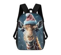 sinyumoney Giraffe in Santa Hat Mochila Escolar Para Niños, Mochila Escolar De Gran Capacidad Para Niños, Mochila Escolar 3D, Regalos Para Niños 17inch