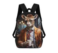 sinyumoney Giraffe in Suit Holding Coffee Cup Mochilas Infantiles Mochila Escolar Impresa En 3D Para Niños Mochilas De Viaje Bolsas Para Libros Para Niños 17inch Mochila Escolar