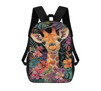 sinyumoney Giraffe in Tropical Flowers Mochila Escolar Grande Para Niños Para El Campus, Actividades Al Aire Libre, Viajes Y Deportes 17inch
