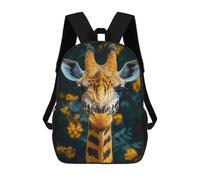sinyumoney Giraffe Portrait with Floral Background Mochila Escolar Infantil De 17 Pulgadas, Impresa En 3D, Estilo Casual, Para Niños, Ideal Para Viajes, Como Mochila Escolar O Para Llevar Libros.