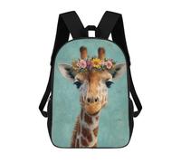 sinyumoney Giraffe with Flower Crown Art Print-2 Mochila Escolar Grande Para Niños, Niñas, Adolescentes, Hombres Y Mujeres 17inch