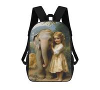 sinyumoney Girl And Elephant Mochilas Infantiles Impresas En 3D Para Niños, Mochilas Escolares De Moda, Mochilas De Viaje, Mochilas Escolares Para Niños De Primaria 17inch