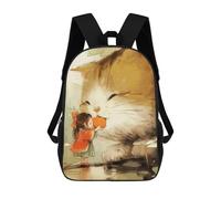 sinyumoney Girl Feeding Giant Cat Mochila Escolar Infantil, Mochilas Impresas En 3D, Mochilas Escolares De Moda Para Niños De Primaria Y Secundaria 17inch