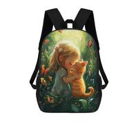 sinyumoney Girl Hugging Cat with Butterflies Mochila Grande, Ligera E Informal Para El Campus, Actividades Al Aire Libre, Viajes Y Deportes 17inch