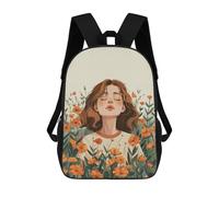 sinyumoney Girl in Flower Field Mochila Escolar Mochilas Escolares Para Niñas Y Niños Mochila Con Bolsillo Mochila Escolar De Moda Para Niños 17inch
