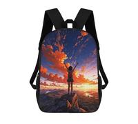 sinyumoney Girl on Mountaintop Sunset Mochilas Impresas En 3D 17inch Mochila Escolar Infantil Para Exteriores, Mochila Informal De Día, Bolsas De Viaje Informales Para Estudiantes De Secundaria