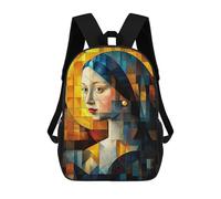 sinyumoney Girl with A Pearl Earring Stained Glass Mosaic. Mochila Para Computadora Para La Escuela/trabajo/viajes Para Adolescentes, Niñas, Niños, Mujeres Y Hombres 17inch