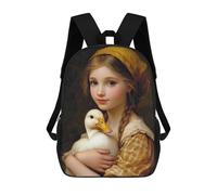 sinyumoney Girl with Duck Mochila Escolar Mochilas Escolares Para Niñas Y Niños Mochila Con Bolsillo Mochila Escolar De Moda Para Niños 17inch