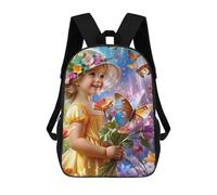 sinyumoney Girl with Flowers And Butterflies Mochilas Escolares Para Niños Y Niñas, Mochilas Deportivas Informales Para Primaria, Mochilas De Gran Capacidad Para Libros 17inch