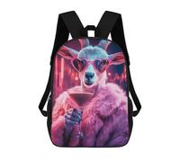 sinyumoney Glamorous Goat with Cocktail Mochila Escolar Grande Para Niños - Perfecta Para Viajes, Trabajo Y Uso Diario 17inch