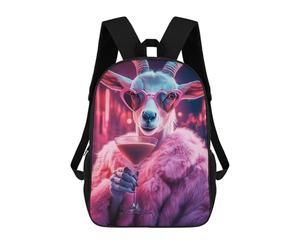 sinyumoney Glamorous Goat with Cocktail Mochila Escolar Grande Para Niños - Perfecta Para Viajes, Trabajo Y Uso Diario 17inch