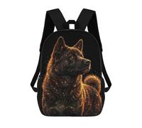 sinyumoney Glowing Akita Dog Portrait Mochilas Escolares Mochilas Informales Mochilas De Día Bolsa Escolar Para Trabajo Y Viajes Para El Campus Viajes Al Aire Libre Deportes 17inch