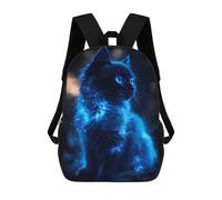 sinyumoney Glowing Blue Cat Portrait Mochilas Escolares Para La Escuela Secundaria, Preparatoria, Universidad, Viajes Al Campus, Actividades Al Aire Libre Y Deportes 17inch