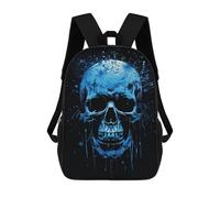sinyumoney Glowing Blue Skull Artwork-3 Mochila Escolar Infantil Estampada Para Adultos Y Niños, Mochila De Viaje Para El Día A Día 17inch