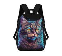 sinyumoney Glowing Cat Glasses Art Print-2 Mochila De Negocios Para Portátil, Mochila Unisex Informal Para Niñas, Niños Y Adolescentes 17inch