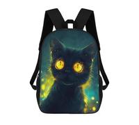 sinyumoney Glowing Eyes Black Cat Art Print Mochila Escolar Informal Para El Día A Día, Para La Escuela, El Trabajo Y Los Viajes Para Hombres, Mujeres Y Adolescentes. 17inch
