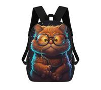 sinyumoney Glowing Glasses Cat Art Print Mochila Escolar, Mochila De Negocios, Mochila Impermeable Para Libros, Para Acampar, Aventuras Al Aire Libre Y Viajes Diarios 17inch