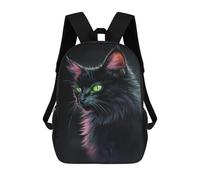 sinyumoney Glowing Green Eyes Cat Art Print Mochila Escolar Grande Para Niños, Niñas, Adolescentes, Hombres Y Mujeres 17inch