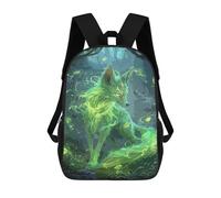 sinyumoney Glowing Green Fox Forest Mochila Escolar Infantil De 17 Pulgadas Con Estampado 3D De Películas De Anime Para Niños, Mochila De Viaje, Mochila Escolar Infantil