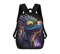 sinyumoney Glowing Lizard with Glasses Art Print Mochila Escolar Resistente Al Agua, Mochila Escolar De Negocios Para Hombres/mujeres 17inch