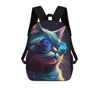 sinyumoney Glowing Neon Cat Sunglasses Art Print Mochila Escolar Grande Para Niños, Niñas, Adolescentes, Hombres Y Mujeres 17inch