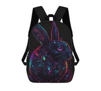 sinyumoney Glowing Neon Rabbit Art Print Mochila Escolar, De Negocios, Para Portátil, Unisex, Informal, Para Adolescentes, Chicas, Chicos, Mujeres Y Hombres 17inch