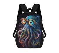 sinyumoney Glowing Octopus with Glasses Mochila Escolar Infantil De 17 Pulgadas Con Estampado 3D, Mochila Moderna Para Niños, Mochilas De Viaje, Bolsas Para Libros, Mochila Escolar Infantil