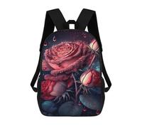 sinyumoney Glowing Red Rose Wall Art Mochila Escolar De 17 Pulgadas Para Adolescentes, Con Estampado 3D, Ajustable Y Con Bolsillos, Ideal Para Niños, Niñas Y Estudiantes.