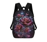 sinyumoney Glowing Rose Bouquet with Butterfly Mochila Escolar Ligera E Informal Para Adolescentes, Niños, Mujeres Y Hombres 17inch