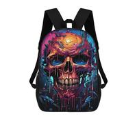 sinyumoney Glowing Skull Artwork-3 Mochila Escolar Infantil De 17 Pulgadas, Mochila Escolar Impresa En 3D Para Niños De Primaria Y Secundaria