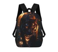 sinyumoney Glowing Tiger in The Jungle Mochila Escolar Infantil De 17 Pulgadas, Mochila Escolar Impresa En 3D Para Niños De Primaria Y Secundaria
