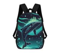 sinyumoney Glowing Whale Cityscape Crown Mochila Con Bolsillo Mochilas Impresas En 3D, Mochilas De Viaje, Mochilas Para Libros, Mochila Escolar Para Niños 17inch