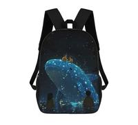 sinyumoney Glowing Whale Night Mochilas Para Niños Mochila Escolar De Moda Mochila Escolar Impresa En 3D Para Niños Estudiantes De Primaria Y Secundaria 17inch