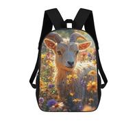 sinyumoney Goat in A Flower Field Mochila De Peluche Con Dibujos Animados, Mochila 3D Para Niños, Bolsa Escolar, Idea De Regalo De Cumpleaños Para Niños Y Niñas 17inch