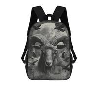 sinyumoney Goat with Raven Moon Mochila Escolar Infantil Impresa En 3D Para Niños, Mochila De Viaje De Alta Capacidad, Mochilas Para Libros De 17 Pulgadas Para Niños