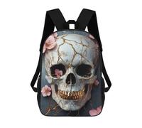 sinyumoney Gold Cracked Skull Decor Mochilas Escolares De Moda Para Papelería, Impermeables, Informales, Para Hombres, Mujeres Y Adolescentes 17inch