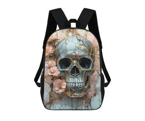 sinyumoney Gold Foil Skull Art Print Mochila Escolar Informal Para El Día A Día, Para La Escuela, El Trabajo Y Los Viajes Para Hombres, Mujeres Y Adolescentes. 17inch